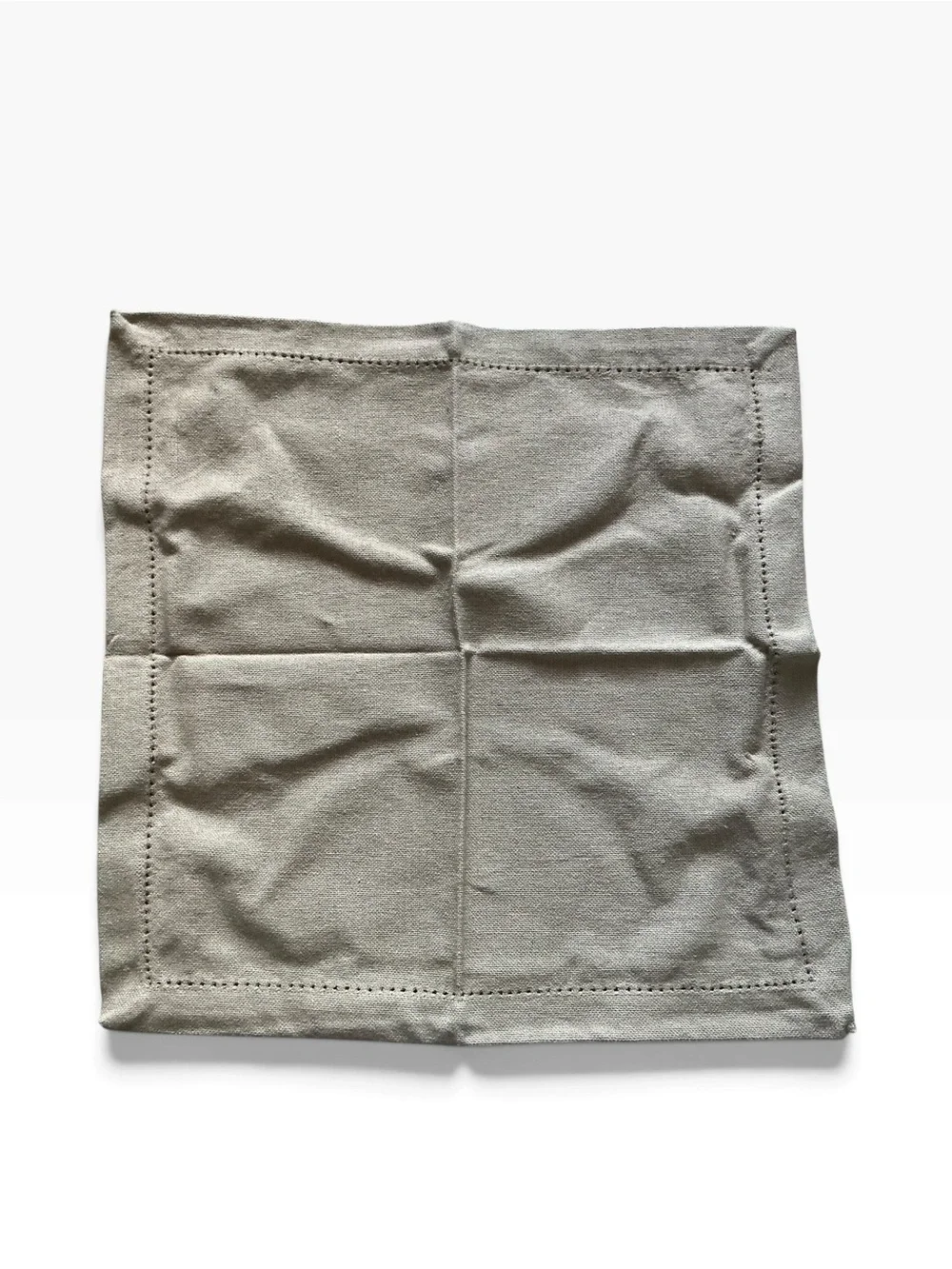 Taupe 100% cotton hemstitched napkins set of 12 16x16” Made in India